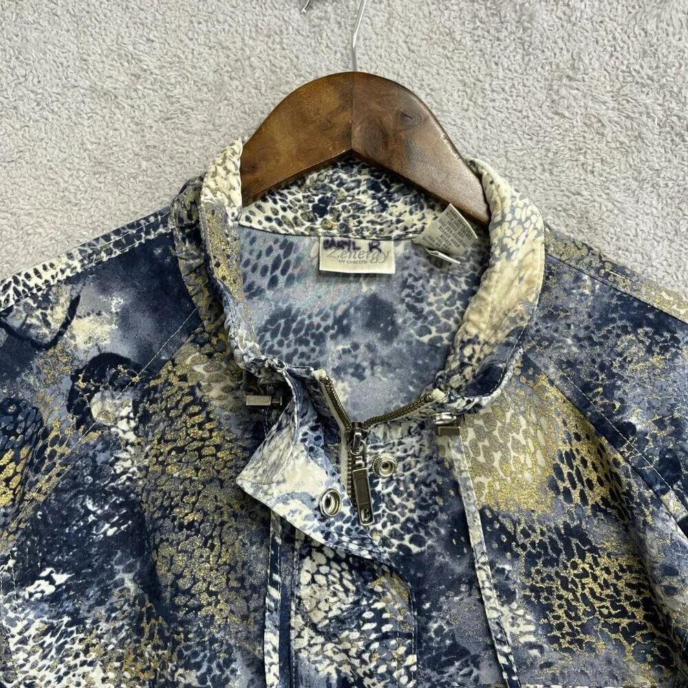 Chico's Zenergy Women's Size 3X Jacket Snake Print Mock neck Full Zip